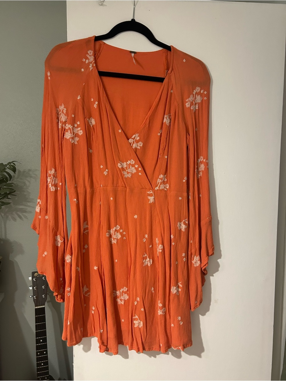 Free People Orange Floral Wrap Mini Dress